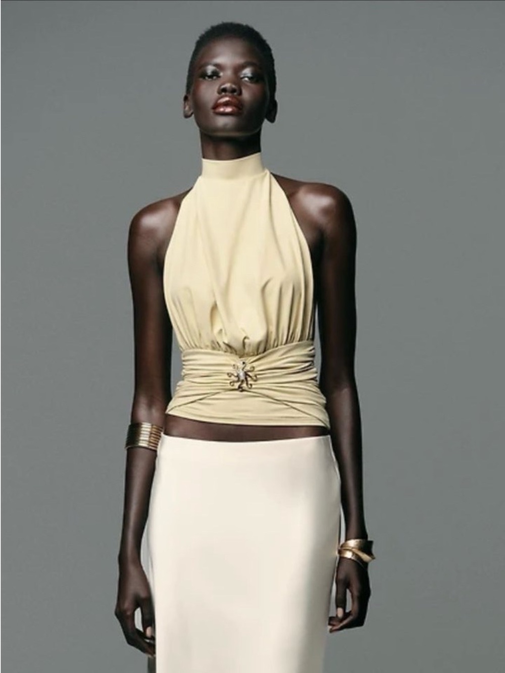 Zara Cream Halter top butter yellow medium